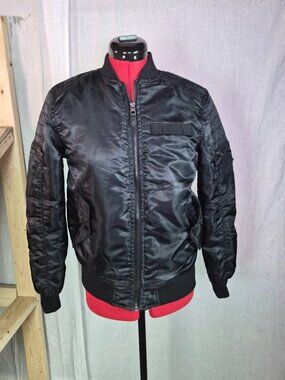 VTG Southpole Jacket Womens M Black Bomber Full Zip Y2K Shoulder Pockets Skater